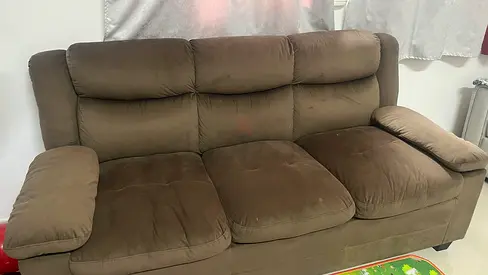 Comfortable 3-Seater Dark Fabric Sofa - Good Condition