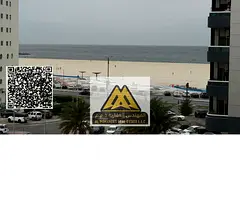 1BR sea view apt Al Nakhil 1 Ajman, 2nd row Corniche. Balcony, 2 baths, central AC. AED 30,000 yearl