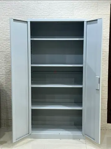 Tall Metal Storage Cabinet with Adjustable Shelves — Good Condition