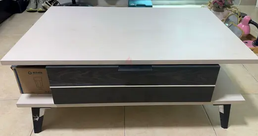 White and dark wood modern coffee table with storage