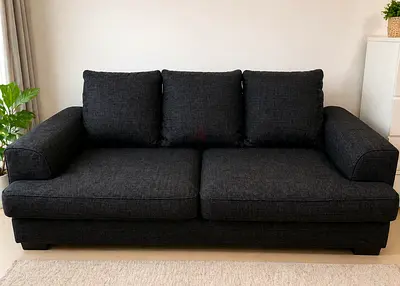 Dark Grey 3-Seater Fabric Sofa - Good Condition