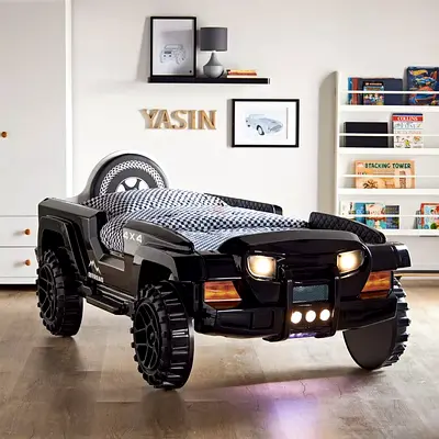 Jeep Car Bed 90x190 cm / Lights  Sound Working / Bed Frame Only
