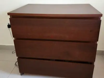Solid Wood 3-Drawer Dresser / Chest - Dark Brown