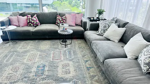 2x Grey Low-Profile 3-Seater Sofas from bloomindal