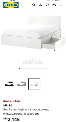 IKEA malm bed with 4 boxes for free with mattress