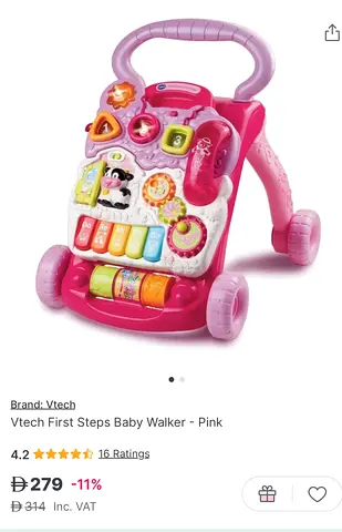 VTech First Steps Baby Walker - Pink (educational activity walker)