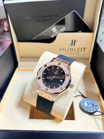 Hublot Classic Fusion Rose Gold stones Bezel Womens Watch