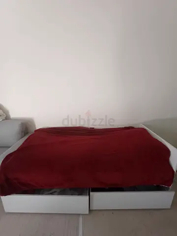 White Storage Bed with Two Drawers - Double Size