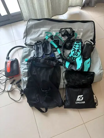 Complete supboard and snorkeling set with fins, mask, snorkel