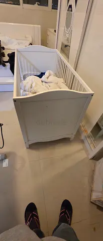 White Wooden Baby Crib - Good Condition