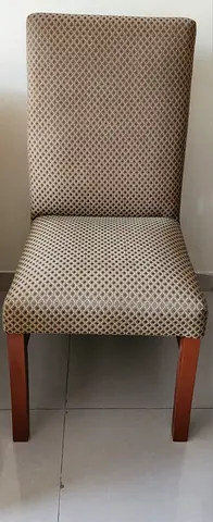 Upholstered Dining Chair with Wooden Legs - Beige Patterned (Used)