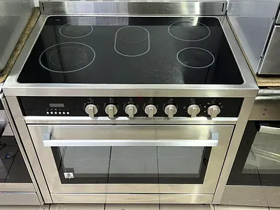 Campomatic latest model full electric ceramic 5 hobs stove oven dual fan cooking range 90x60