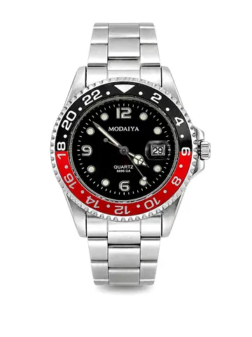 Mens luxury style sliver watch