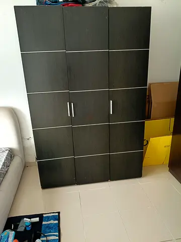 Large Black Wardrobe / Armoire - 3 Door Storage Cabinet