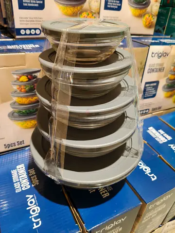 Set of 5 Glass Storage Containers with Lids - Stackable