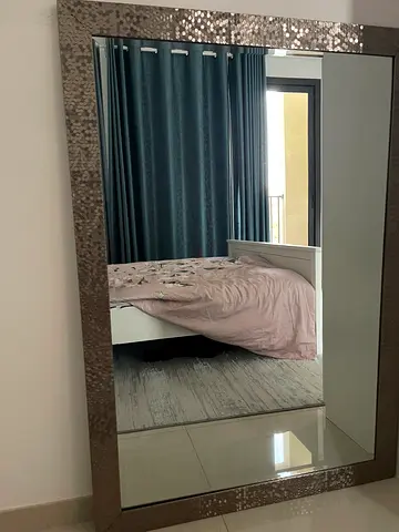 Large Decorative Wall Mirror with Textured Silver Frame 150x100