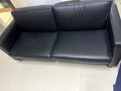 Modern  Comfortable- Black Leather Sofa