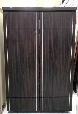 Two-door Wooden Wardrobe - Dark Wood Finish