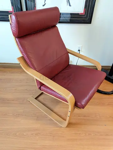 IKEA Poäng Leather Armchair in Burgundy