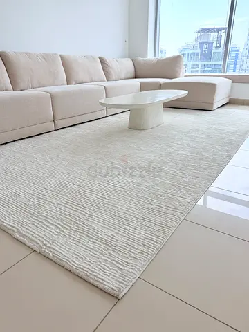 Modern Beige Area Rug | 12ft x 8ft | Barely Used | Modern Texture