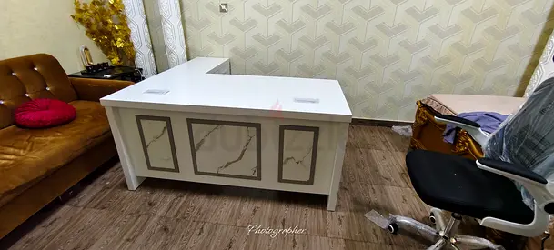 White L-shaped Office Desk L Shape New For Sale