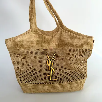 AUTHENTIC SAINT LAURENT ICARE RAFFIA MAXI BAG