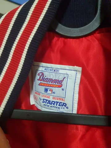 Vintage Starter Diamond Collection Red Satin Bomber Jacket (Mens XL) - Excellent Condition