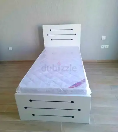New MDF Wood Single Bed with Mattress for Sale – Strong  Stylish