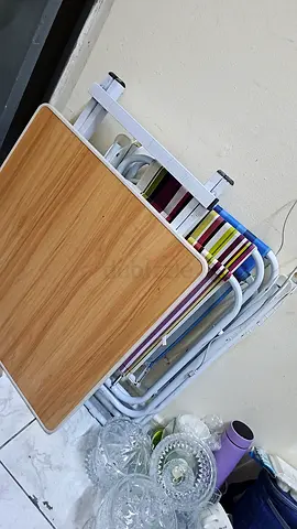 Set of small folding tables (wood top) — good used condition