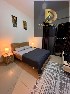 Furnished studio apartment for rent in Al Jazeera, with hotel-style furnishings.