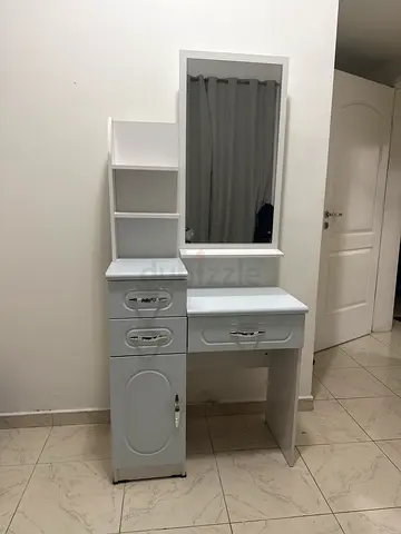 White Dresser with Mirror and Shelves - Good Condition