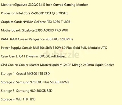 AGaming Desktop PC - RTX 3060 Ti, i5-9600K, 16GB RAM, 1TB SSD + NVMe