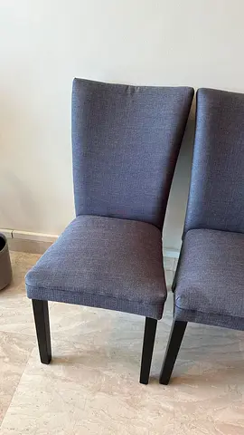Set of 2 Grey and 2 beige Fabric Dining Chairs with Wooden Legs