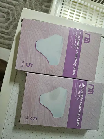 New unopened disposable maternity briefs – small (10–12), 2 boxes