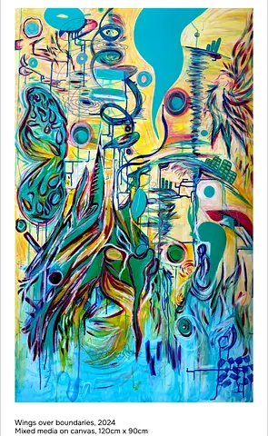 Wings Over Boundaries — Original Mixed Media Painting (2024)