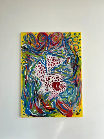 Original Abstract Acrylic Painting on Canvas — Colorful Organic Motif