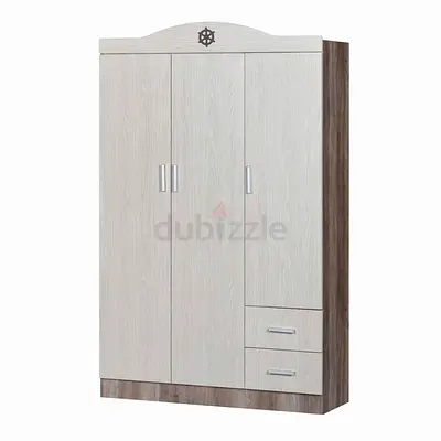 Light Wood 3-Door Wardrobe with Drawers - Good Condition