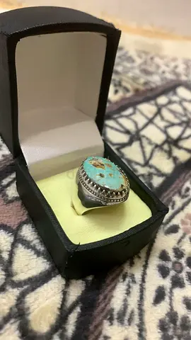 Sterling Silver Mens Ring with Turquoise Stone - Size Approx. 10 فيروز طبيعي ايراني مصور