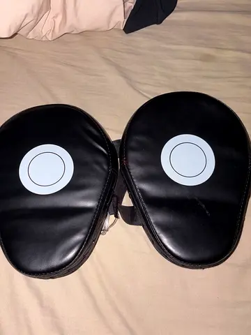 Pair of used black boxing focus pads / punch mitts