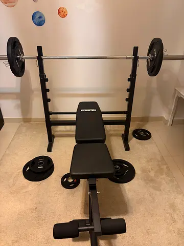 Heavy Duty Adjustable Home Weight Bench with Barbell and Plates excellent quality