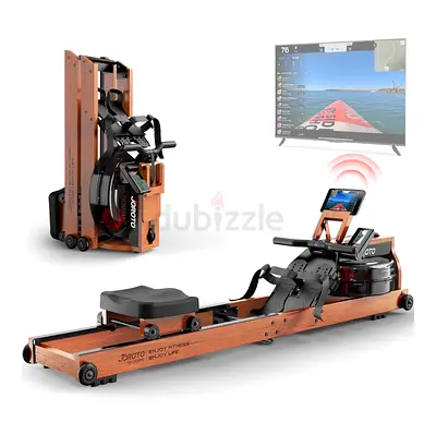 JOROTO Wooden Water Rowing Machine with Bluetooth Resistance (Foldable)
