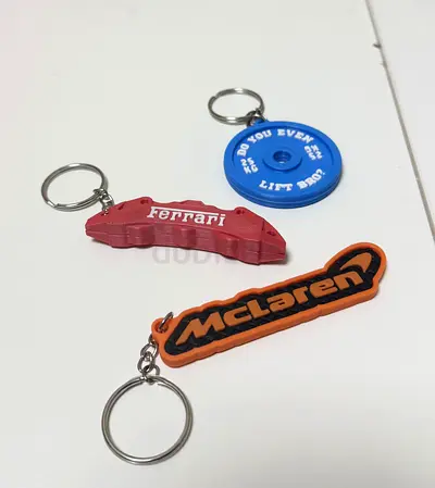 Keychains — Ferrari, McLaren, Stanley  Gym Plate - 3d. Printed