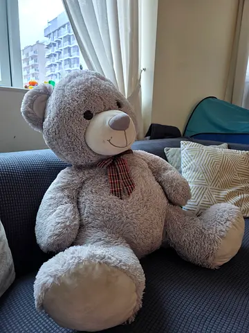 Large Grey Teddy Bear Plush - Good Condition