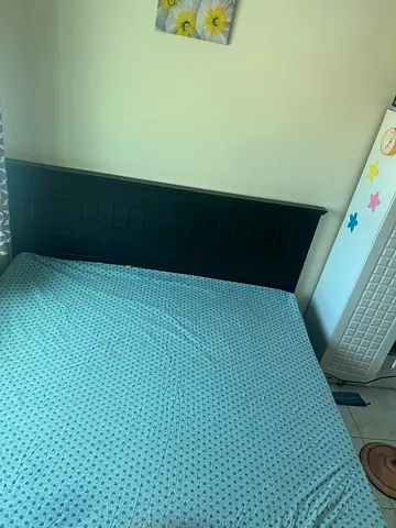 Dark Wooden king Bed Frame with Headboard - Good Condition