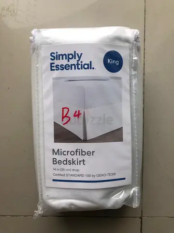 Simply Essential King Microfiber Bedskirt - White, New in Pack