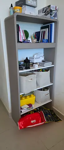 Slim Narrow Storage Unit with Fabric Bins — Good Condition and garden table