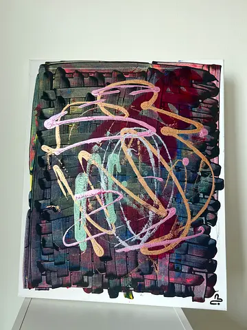 Abstract Mixed Media Artwork on Canvas — 50x40cm (approx.)