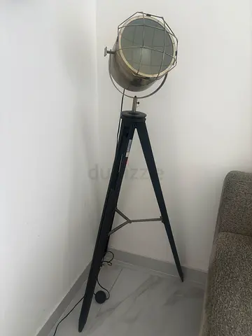 Industrial Tripod Floor Lamp with Cage Shade - Black
