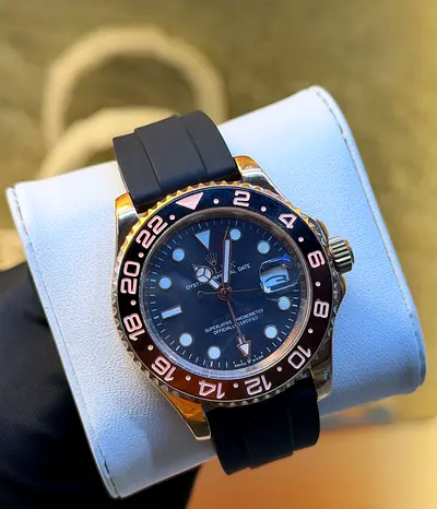 Rolex Mens Automatic GMT Style Wristwatch with Rubber Strap