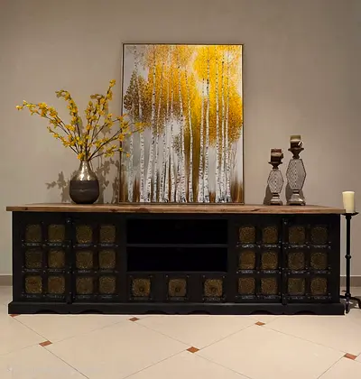 Solid wood TV cabinet console